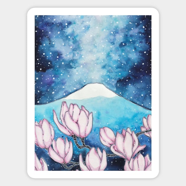 Night Sky and Magnolias Magnet by bukkbianka